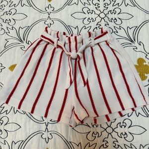 Red and Cream Striped Zara Short